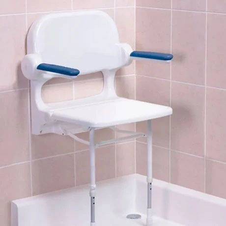 AKW 2000 Series Standard Fold-Up Shower Seat with Blue Arm Pads 2 AKW 2000 Series Standard Fold-Up Shower Seat with Blue Arm Pads