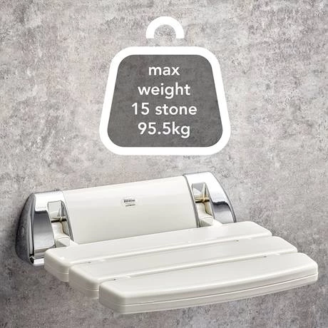 Mira Folding Wall Mounted Shower Seat - White/Chrome - 2.1536.129 6 Mira Folding Wall Mounted Shower Seat - White/Chrome - 2.1536.129 - Image 4