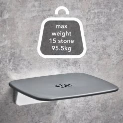 Mira Premium Folding Wall Mounted Shower Seat - Grey/Chrome - 2.1731.002 -Shower Trays Shop 2.1731.002 A4 460