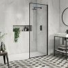 Arezzo 1400 x 900 Wet Room (incl. 800mm Square Matt Black Framed Screen + White Tray) -Shower Trays Shop 8SQBWS14T p
