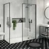 Arezzo 1600 x 800 Walk In Enclosure (incl. 900 Matt Black Framed Screen, Side Panel + White Tray) 1 Arezzo 1600 x 800 Walk In Enclosure (incl. 900 Matt Black Framed Screen, Side Panel + White Tray) -Shower Trays Shop 98SQBWS16T p