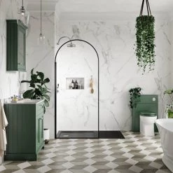 Arezzo 1600 x 800 Wet Room (incl. 900mm Arched Matt Black Framed Screen + Slate Tray) -Shower Trays Shop 9ARBWS16ST d1 460