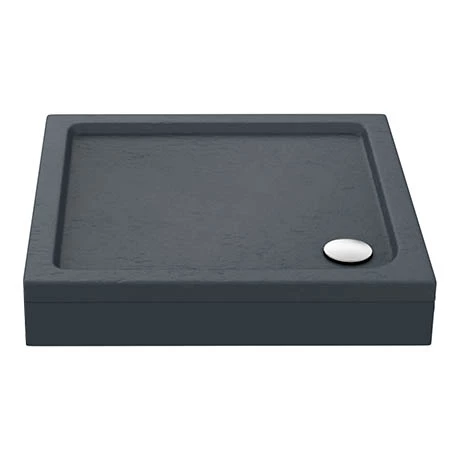 Aurora Slate Effect Stone Square Shower Tray + Riser Kit 3 Aurora Slate Effect Stone Square Shower Tray + Riser Kit