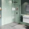 Arezzo Square Matt Black Frameless 10mm Wetroom Screen with Ceiling Arm -Shower Trays Shop AZ10MBCA7 P