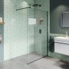 Arezzo Square Matt Black Frameless 10mm Wetroom Screen with Wall Arm 2 Arezzo Square Matt Black Frameless 10mm Wetroom Screen with Wall Arm -Shower Trays Shop AZ10MBWA7 P