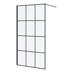Arezzo 1700 x 700 Bath Replacement Wet Room (1000mm Matt Black Grid Screen w. Tray) -Shower Trays Shop AZBG17BRWR d2 460
