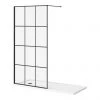 Arezzo 1700 x 700 Bath Replacement Wet Room (1000mm Matt Black Grid Screen w. Tray) 1 Arezzo 1700 x 700 Bath Replacement Wet Room (1000mm Matt Black Grid Screen w. Tray) -Shower Trays Shop AZBG17BRWR p