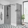 Arezzo Matt Black 1600 x 800 Grey Tinted Glass Wet Room (inc. Screen, Side Panel + Tray) 2 Arezzo Matt Black 1600 x 800 Grey Tinted Glass Wet Room (inc. Screen, Side Panel + Tray) -Shower Trays Shop AZBGTG2 np
