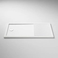 Arezzo 1400 x 900 Fluted Glass Brushed Brass Profile Wet Room (800 Screen, Square Support Arm + Tray) 10 Arezzo 1400 x 900 Fluted Glass Brushed Brass Profile Wet Room (800 Screen, Square Support Arm + Tray) -Shower Trays Shop AZFGBB149 d3 460