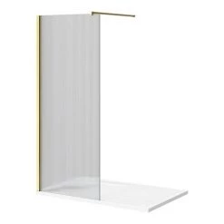 Arezzo 1400 x 900 Fluted Glass Brushed Brass Profile Wet Room (800 Screen, Square Support Arm + Tray) 11 Arezzo 1400 x 900 Fluted Glass Brushed Brass Profile Wet Room (800 Screen, Square Support Arm + Tray) -Shower Trays Shop AZFGBB149 d4 460