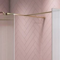 Arezzo 1600 x 800 Fluted Glass Brushed Brass Walk In Enclosure (inc. Main Screen, Side Panel + Tray) -Shower Trays Shop AZFGBB149E d4 460 1