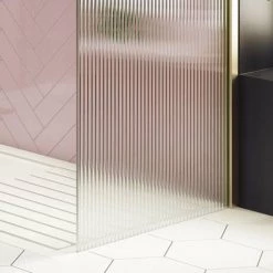 Arezzo 1400 x 900 Fluted Glass Brushed Brass Walk In Enclosure (inc. Main Screen, Side Panel + Tray) 13 Arezzo 1400 x 900 Fluted Glass Brushed Brass Walk In Enclosure (inc. Main Screen, Side Panel + Tray) -Shower Trays Shop AZFGBB149E d5 460