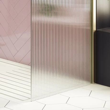 Arezzo 1400 x 900 Fluted Glass Brushed Brass Walk In Enclosure (inc. Main Screen, Side Panel + Tray) 8 Arezzo 1400 x 900 Fluted Glass Brushed Brass Walk In Enclosure (inc. Main Screen, Side Panel + Tray) - Image 6