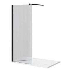 Arezzo 1400 x 900 Fluted Glass Matt Black Profile Wet Room (800mm Screen, Square Support Arm + Tray) 11 Arezzo 1400 x 900 Fluted Glass Matt Black Profile Wet Room (800mm Screen, Square Support Arm + Tray) -Shower Trays Shop AZFGMB149 d5 460