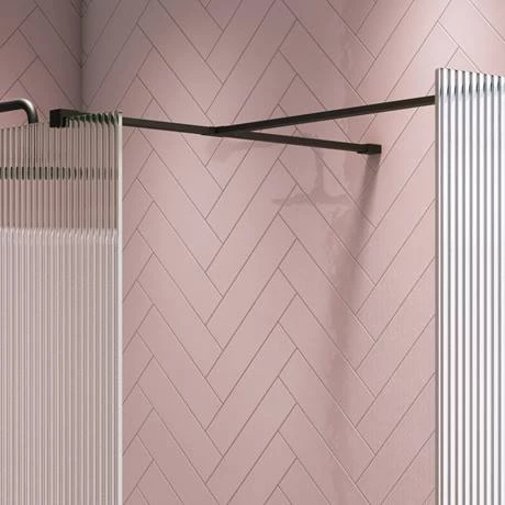 Arezzo 1600 x 800 Fluted Glass Matt Black Walk In Enclosure (inc. Main Screen, Side Panel + Tray) 7 Arezzo 1600 x 800 Fluted Glass Matt Black Walk In Enclosure (inc. Main Screen, Side Panel + Tray) - Image 5