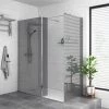 Arezzo 1400 x 900 Grey Tinted Glass Wet Room (inc. 800mm Screen, Return, Side Panel + Tray) 2 Arezzo 1400 x 900 Grey Tinted Glass Wet Room (inc. 800mm Screen, Return, Side Panel + Tray) -Shower Trays Shop AZGTG01R p