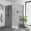 Arezzo 1400 x 900 Grey Tinted Glass Wet Room (inc. Screen, Side Panel + Tray) -Shower Trays Shop AZGTG01 prod