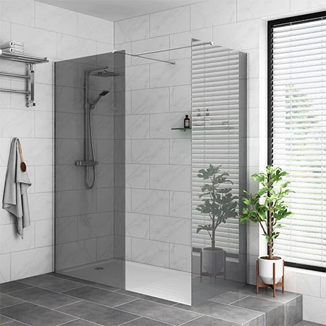 Arezzo 1400 x 900 Grey Tinted Glass Wet Room (inc. Screen, Side Panel + Tray) 3 Arezzo 1400 x 900 Grey Tinted Glass Wet Room (inc. Screen, Side Panel + Tray)