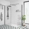 Arezzo 1700 x 800 Matt Black Profile Wet Room (inc. Screen, Side Panel + Tray) 2 Arezzo 1700 x 800 Matt Black Profile Wet Room (inc. Screen, Side Panel + Tray) -Shower Trays Shop AZMB03 prod1