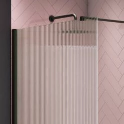 Arezzo 1700 x 700 Bath Replacement Wet Room (1000mm Matt Black Fluted Glass Screen w. Tray) 11 Arezzo 1700 x 700 Bath Replacement Wet Room (1000mm Matt Black Fluted Glass Screen w. Tray) -Shower Trays Shop AZMBF17BRWR d4 460