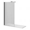 Arezzo 1700 x 700 Bath Replacement Wet Room (1000mm Matt Black Fluted Glass Screen w. Tray) -Shower Trays Shop AZMBF17BRWR p