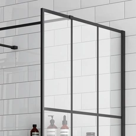 Arezzo 1700 x 800 Matt Black Grid Wet Room (inc. Screen, Side Panel + Tray) 5 Arezzo 1700 x 800 Matt Black Grid Wet Room (inc. Screen, Side Panel + Tray) - Image 3