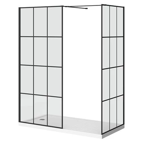 Arezzo 1700 x 800 Matt Black Grid Wet Room (inc. Screen, Side Panel + Tray) 6 Arezzo 1700 x 800 Matt Black Grid Wet Room (inc. Screen, Side Panel + Tray) - Image 4