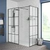 Arezzo 1700 x 800 Matt Black Grid Wet Room (inc. Screen, Side Panel + Tray) 1 Arezzo 1700 x 800 Matt Black Grid Wet Room (inc. Screen, Side Panel + Tray) -Shower Trays Shop AZMBG03 p