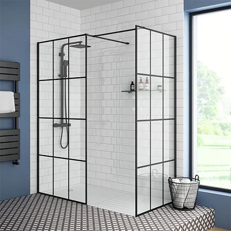 Arezzo 1700 x 800 Matt Black Grid Wet Room (inc. Screen, Side Panel + Tray) 3 Arezzo 1700 x 800 Matt Black Grid Wet Room (inc. Screen, Side Panel + Tray)
