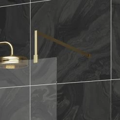 Hudson Reed Brushed Brass Square Fixed Wet Room Support Arm for 8mm Glass