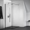 Ideal Standard Connect 2 Silk Black 900mm Wetroom Panel + Straight Bracing Bracket -Shower Trays Shop K9377V3 K9380V3 P
