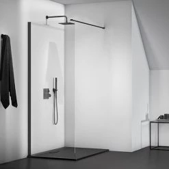 Ideal Standard Connect 2 Silk Black 900mm Wetroom Panel + Straight Bracing Bracket
