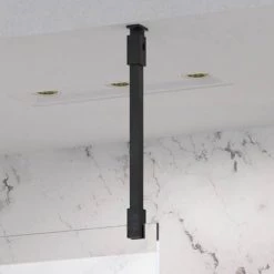Roman Liberty Black Clear Glass Wetroom Screen + Ceiling Arm Support - Various Sizes (2000mm High) 7 Roman Liberty Black Clear Glass Wetroom Screen + Ceiling Arm Support - Various Sizes (2000mm High) -Shower Trays Shop LBBKC50SQB N 460