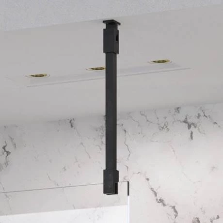 Roman Liberty Black Clear Glass Wetroom Screen + Ceiling Arm Support - Various Sizes (2000mm High) 5 Roman Liberty Black Clear Glass Wetroom Screen + Ceiling Arm Support - Various Sizes (2000mm High) - Image 3