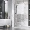 Roman Liberty Black Clear Glass Wetroom Screen + Ceiling Arm Support - Various Sizes (2000mm High)