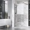 Roman Liberty Black Clear Glass Wetroom Screen + Wall Arm Support - Various Sizes (2000mm High)
