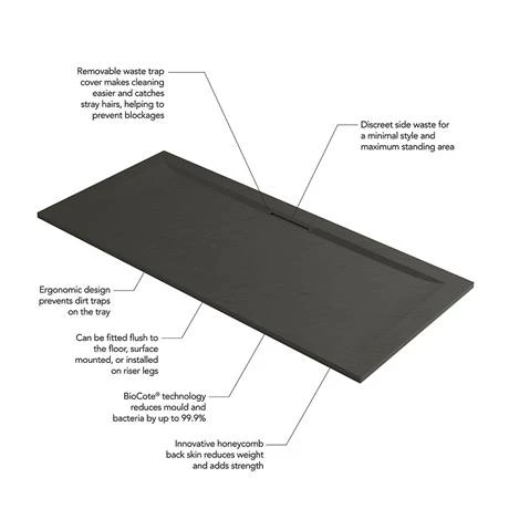Mira Flight Level Slate Effect Square Shower Tray 7 Mira Flight Level Slate Effect Square Shower Tray - Image 5