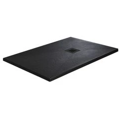 Imperia 1400 x 900mm Black Slate Effect Rectangular Shower Tray + Black Waste
