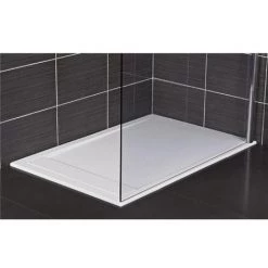 Roman - Infinity 40mm Low Profile Stone Rectangular Shower Tray - Matt White - Various Size Options