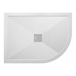 Crosswater - Offset Quadrant Low Profile Stone Resin Shower Tray & Waste - Right Hand - 3 Size Options