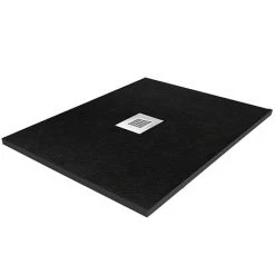 Imperia 900 x 900mm Black Slate Effect Square Shower Tray + Chrome Waste