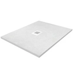 Imperia 800 x 800mm White Slate Effect Square Shower Tray + White Waste