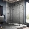 Venice 1600 x 800 Matt Black Abstract Grid Wet Room (incl. Screen, Side Panel + Tray) 2 Venice 1600 x 800 Matt Black Abstract Grid Wet Room (incl. Screen, Side Panel + Tray) -Shower Trays Shop VAMBG01 p