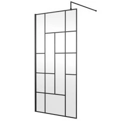 Venice 1600 x 800 Matt Black Abstract Grid Wet Room (1000mm Screen + Tray) 12 Venice 1600 x 800 Matt Black Abstract Grid Wet Room (1000mm Screen + Tray) -Shower Trays Shop VAMBG05 d1 460