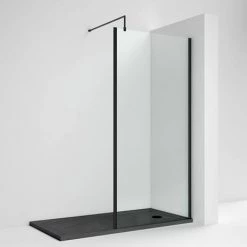 Venice Matt Black Outer Framed 8mm Wetroom Screen with Support Arm (1950mm High) - Various Sizes 9 Venice Matt Black Outer Framed 8mm Wetroom Screen with Support Arm (1950mm High) - Various Sizes -Shower Trays Shop VEN7OFWS ll 460