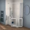 Milton White LH Corner Access Half Height Twin Bi-Fold Shower Doors with Fixed Panel -Shower Trays Shop VP12LH WHT 10X10 P