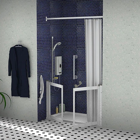 Milton White Front Access Half Height Twin Bi-Parting Shower Doors 3 Milton White Front Access Half Height Twin Bi-Parting Shower Doors