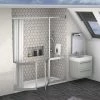 Milton Silver RH Front Access Half Height Bi-Parting Doors Hinged from Wall & Fixed Panel -Shower Trays Shop VP22RH SIL 1000 P