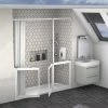 Milton White RH Front Access Half Height Bi-Parting Doors Hinged from Wall & Fixed Panel -Shower Trays Shop VP22RH WHT 1000 P