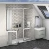 Milton Silver RH Front Access Half Height Bi-Fold Door Hinged from Wall & Fixed Panel -Shower Trays Shop VP24RH SIL 1000 P
